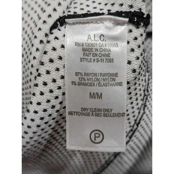 A.L.C. Coffey Black White Dot Sleeveless Heavy Knit Fit & Flare Sweater Dress, M - Picture 10 of 11